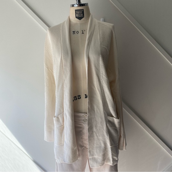 Wilfred Free Silk Cashmere Blend Waffle Knit Open Front Cardigan - XS - Picture 14 of 14